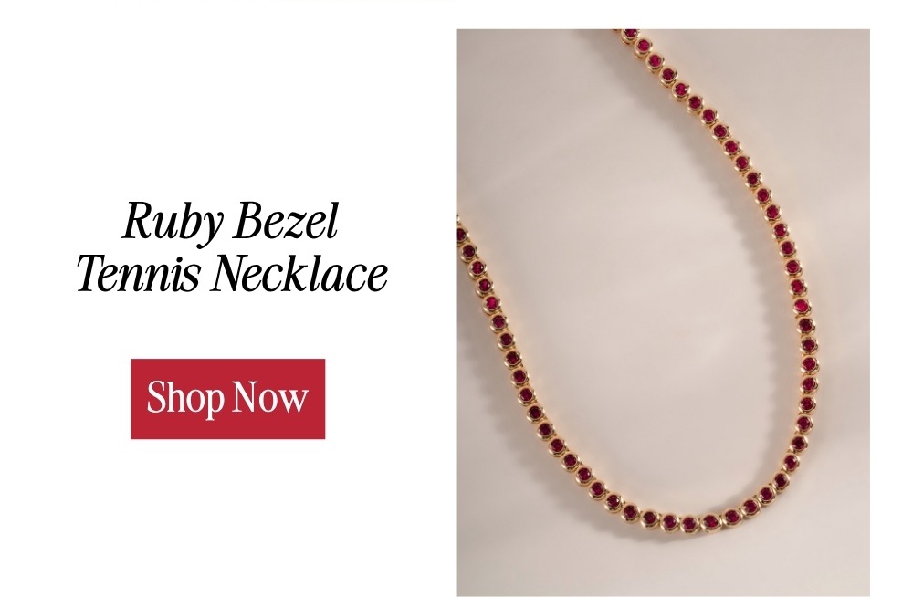 Ruby Bezel Tennis Necklace. Shop Now