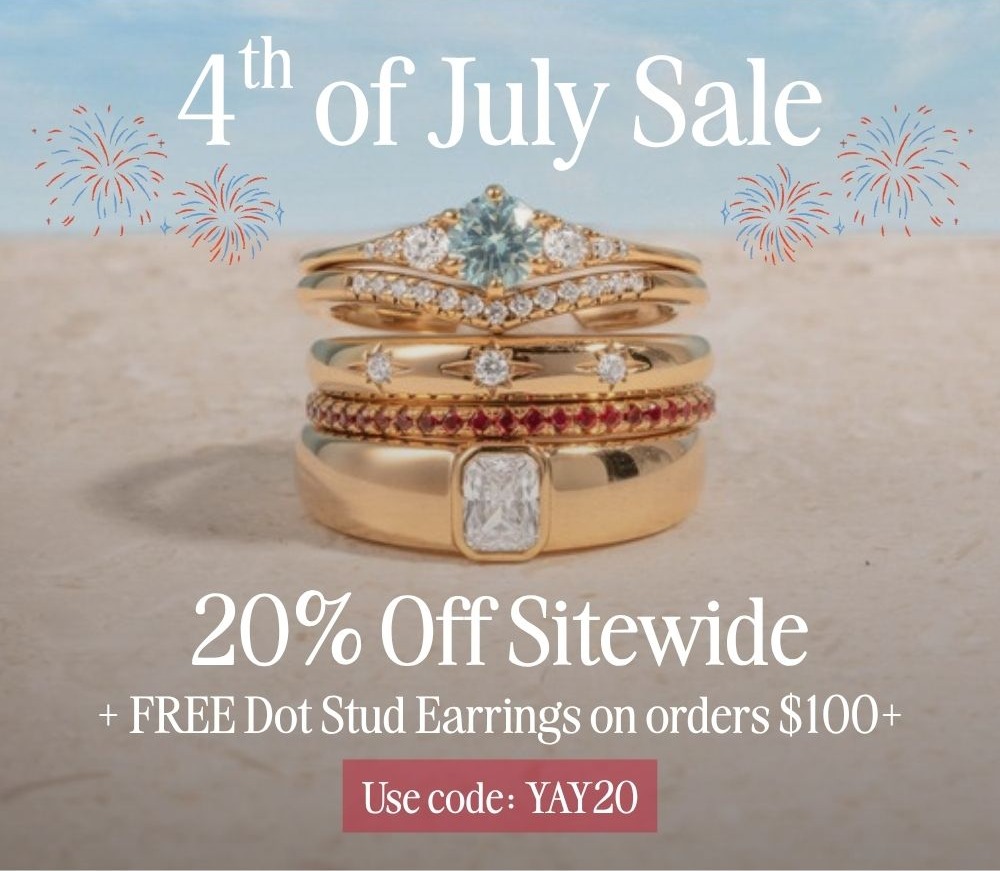 4th of July Sale — 20% off sitewide plus free Dot Stud Earrings on orders $100+. Use code YAY20.