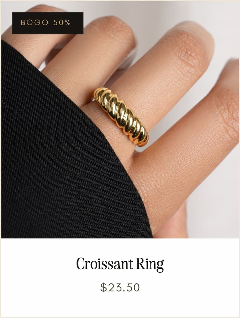 Croissant Ring on a hand, BOGO 50% off, $23.50