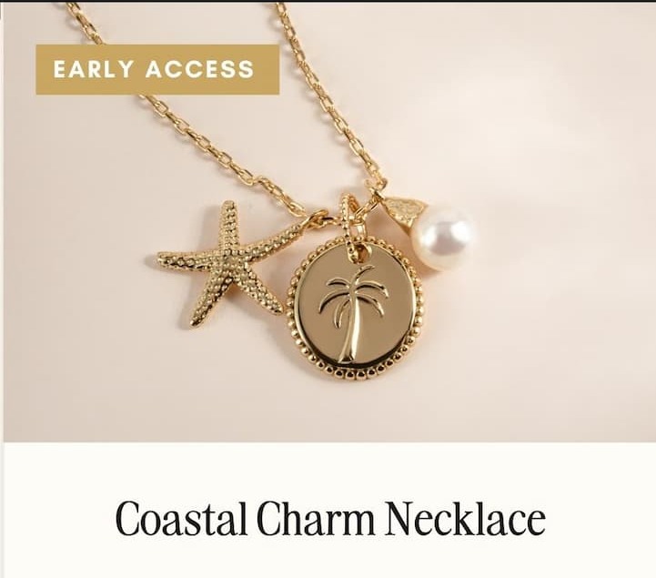 Coastal Charm Necklace — starfish and palm charms, early access