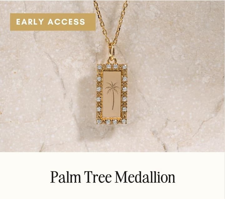 Palm Tree Medallion Necklace — gold, early access