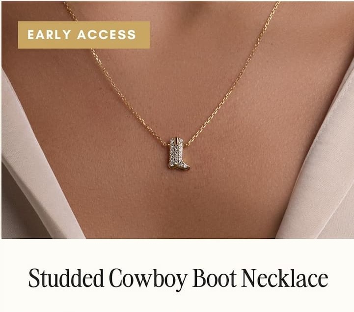 Studded Cowboy Boot Necklace — early access