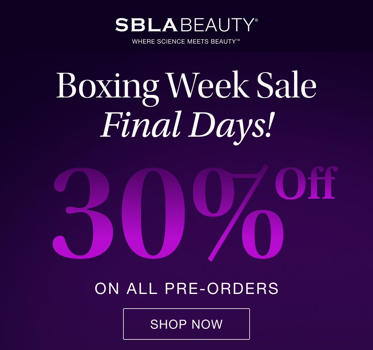 Boxing Week Sale 30% Off ON ALL PRE-ORDERS