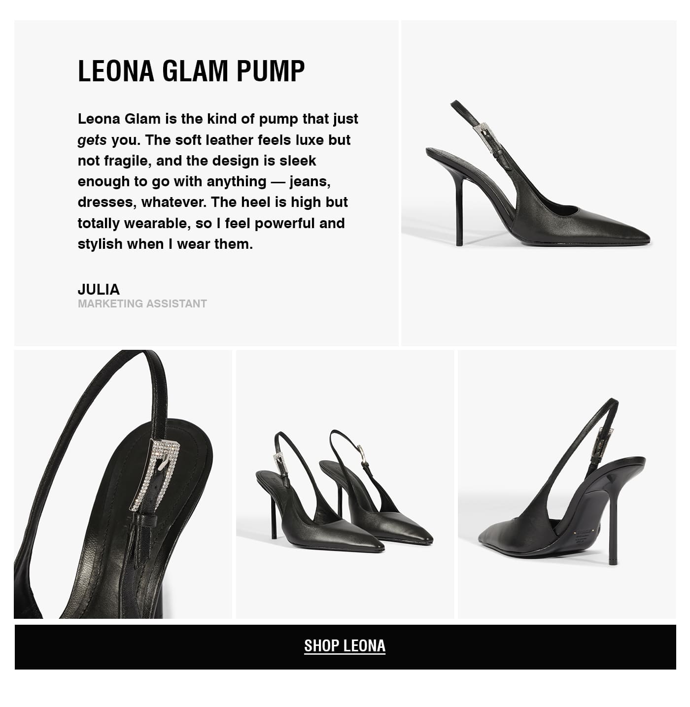 LEONA GLAM PUMP | JULIA MARKETING ASSISTANT | SHOP NOW
