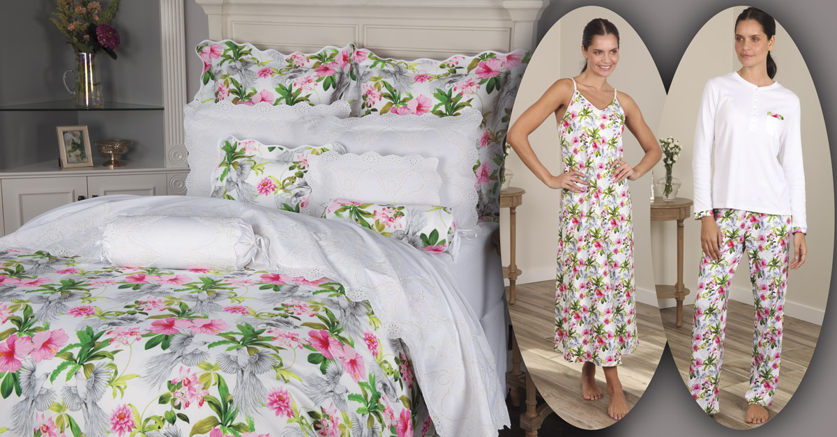 Paradise Island Bedding with matching Nightgown and Pajamas