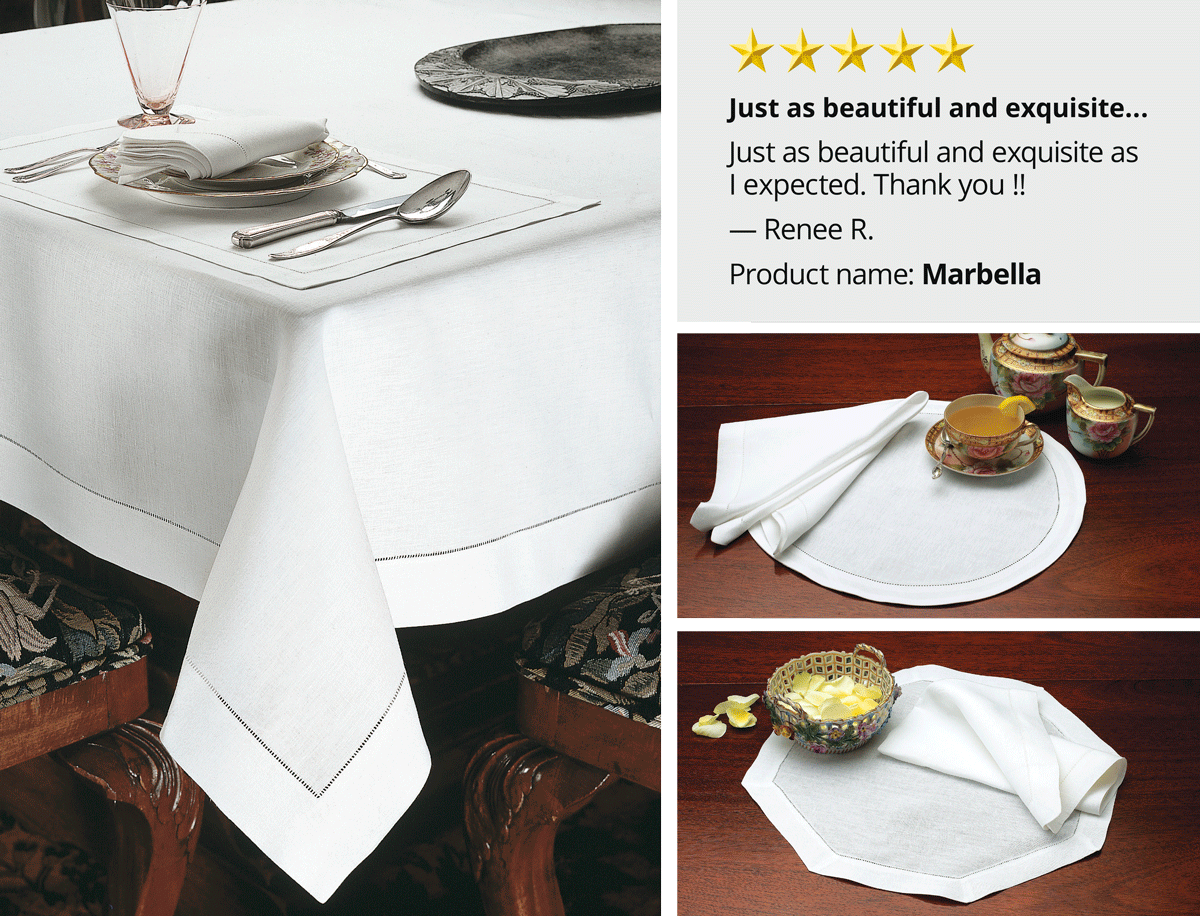 Marbella Hemstitched Table Cloth
