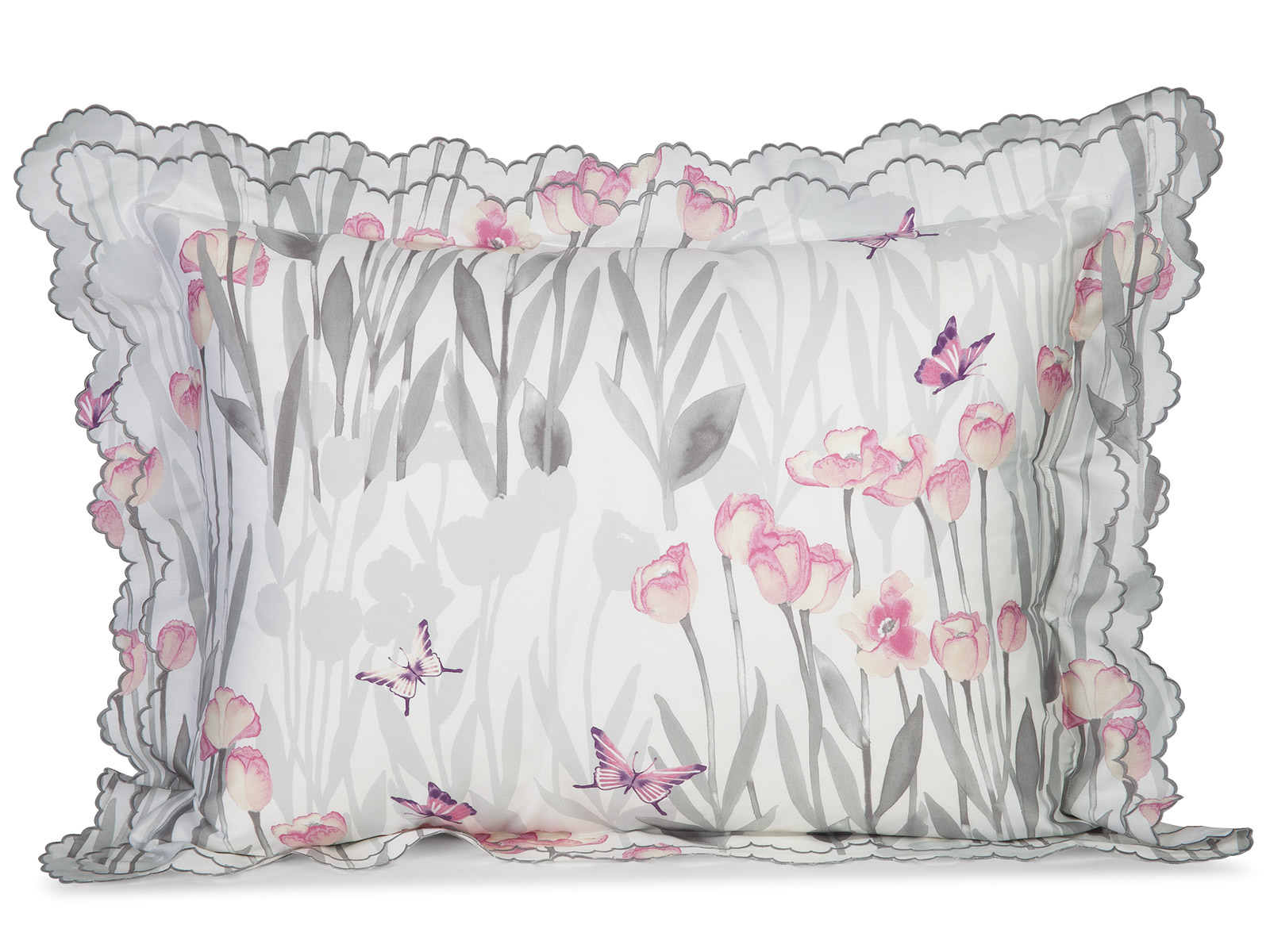 Fluttering butterfly wings with ultrasoft colors against a beautiful White, luxe 300tc sateen.
