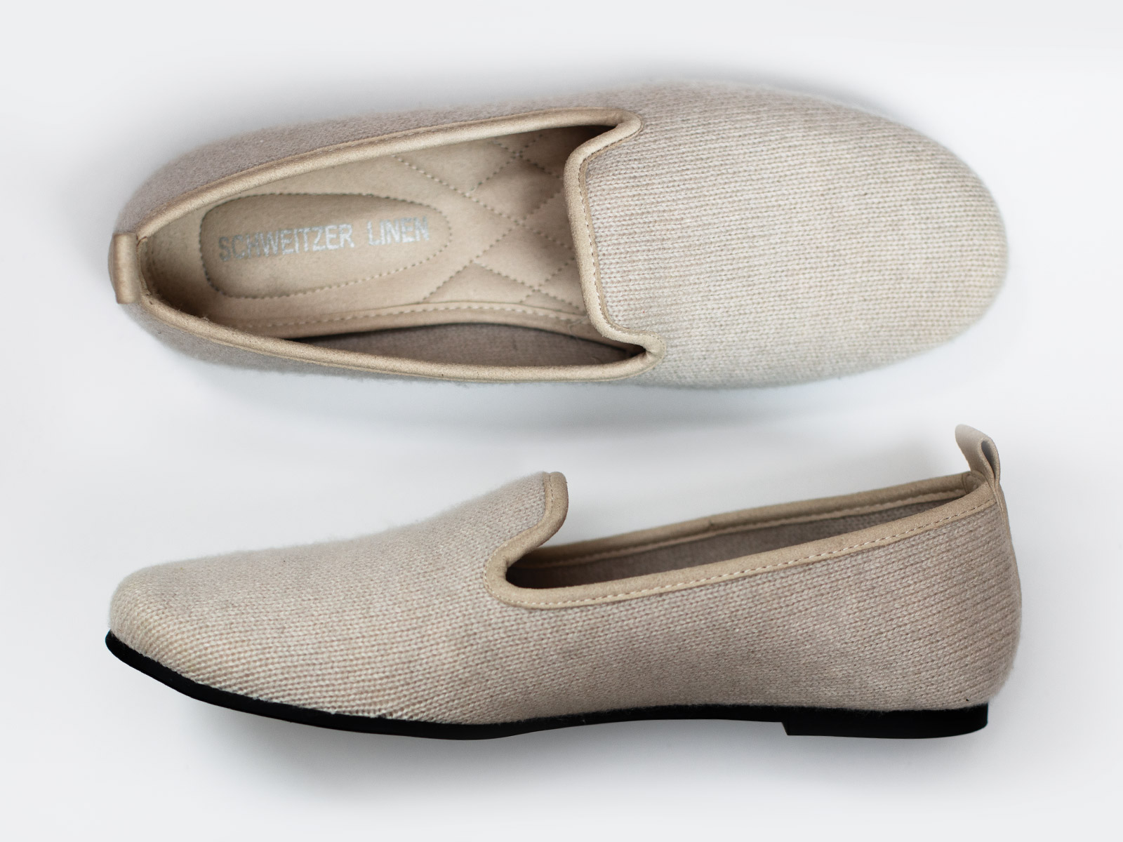 Luxury slippers in soft, silky 100% cashmere knit & subtle suede detailing