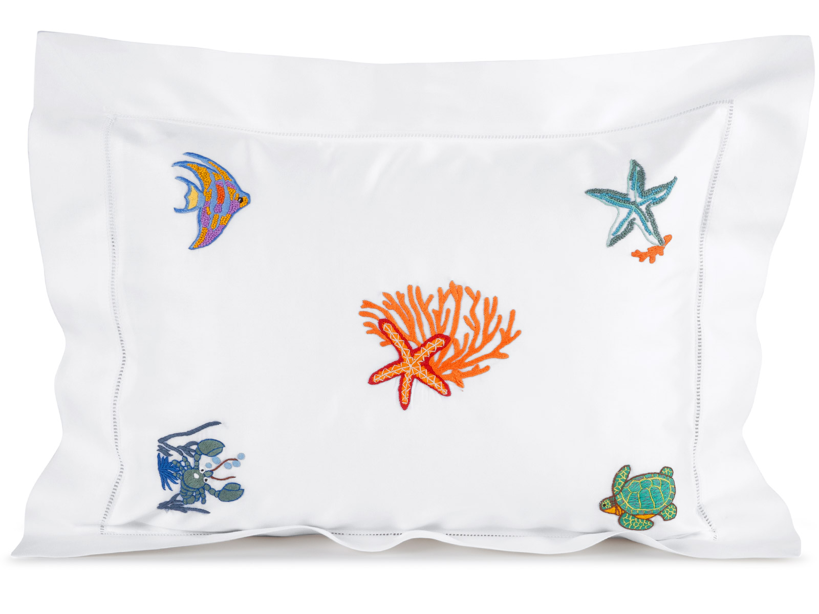 Sealife Baby Bedding: hand-embroidered Starfish, turtles, lobsters and more.