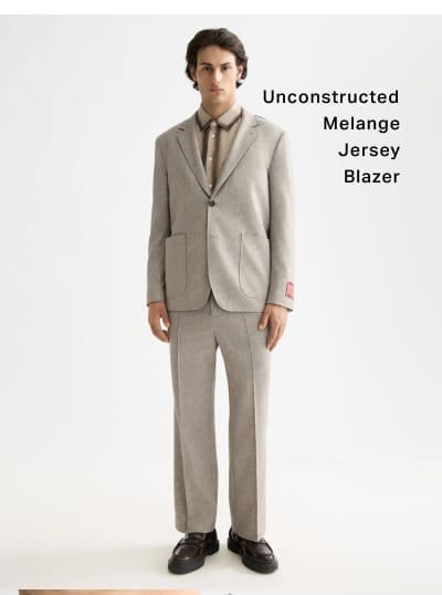 Unconstructed Melange Jersey Blazer