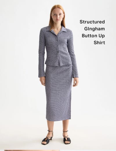 Structured Gingham Button Up Shirt