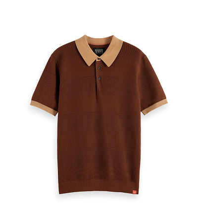 Knitted tone on tone striped regular fit polo