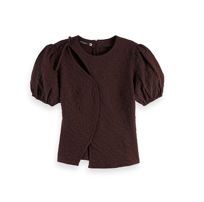 Puff sleeve textured top