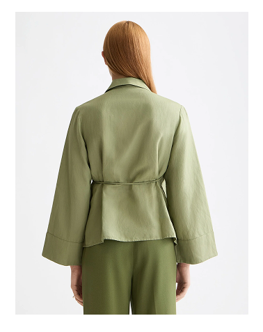 Wrap shirt with tie closure