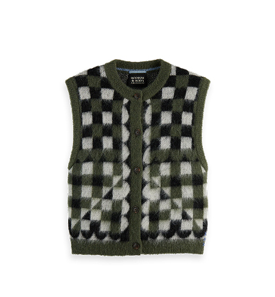 Fuzzy jacquard spencer