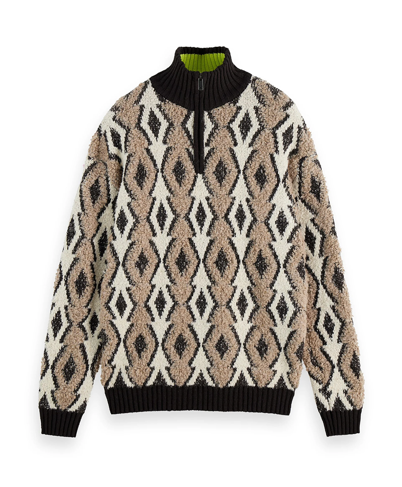 Argyles jacquard dropped shoulder pullover