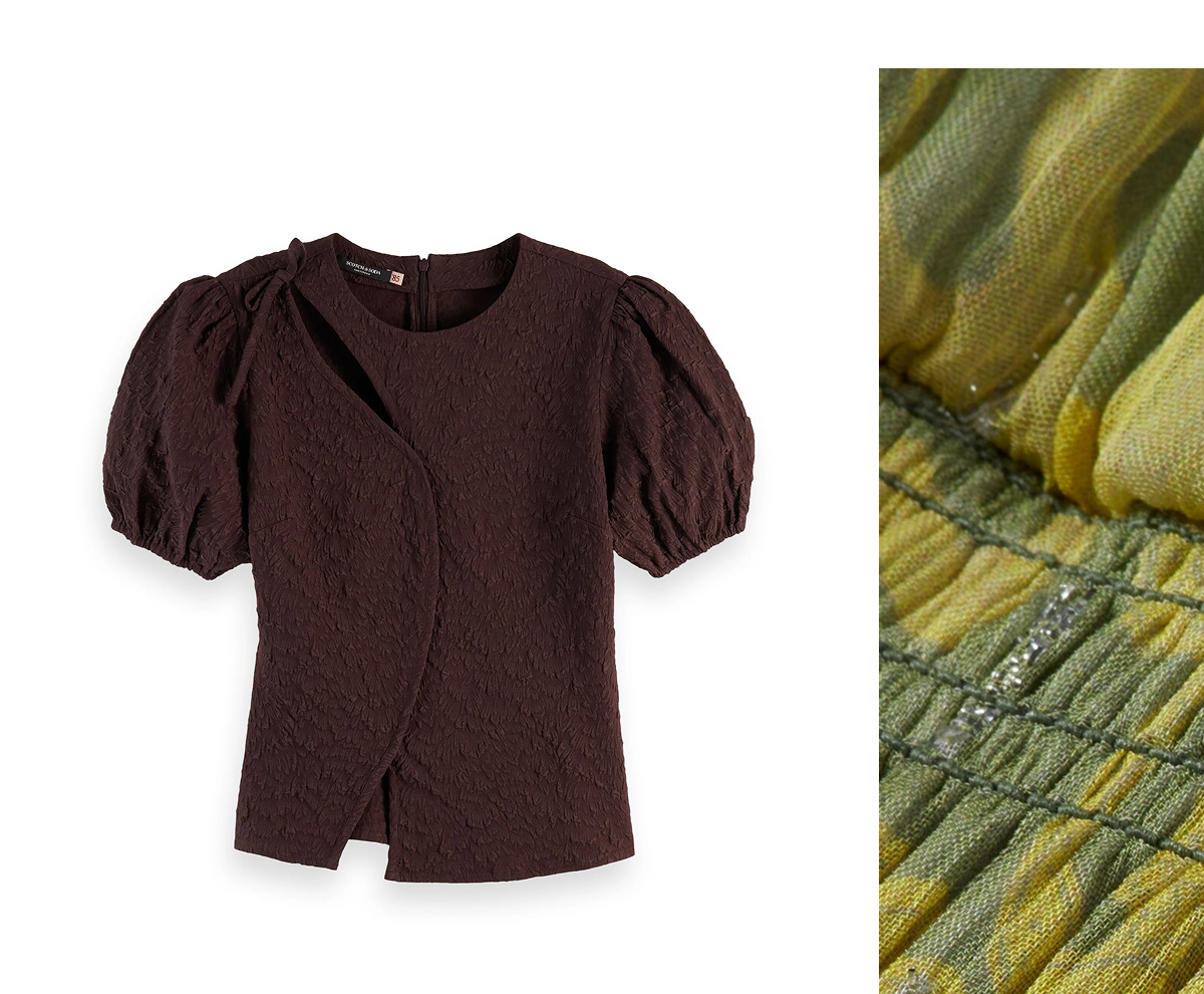Puff sleeve textured top