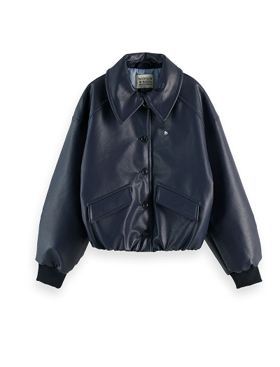 Faux leather bomber jacket