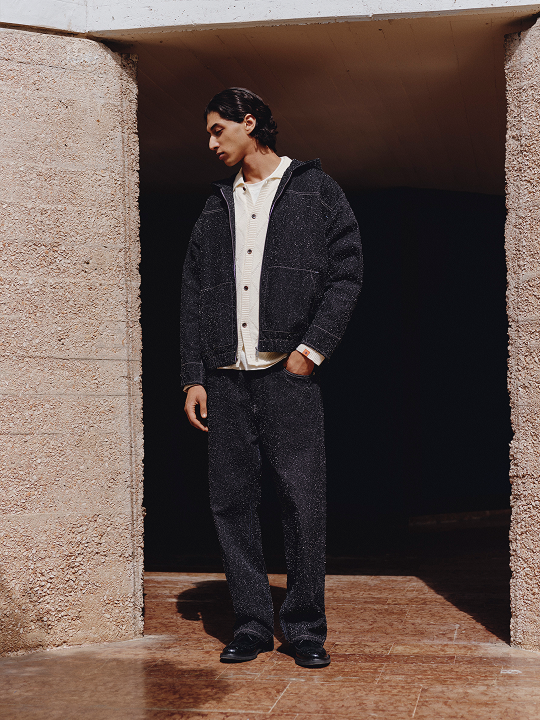 Hooded denim jacket — Black Snow