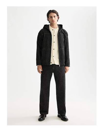 Hooded denim jacket — Black Snow