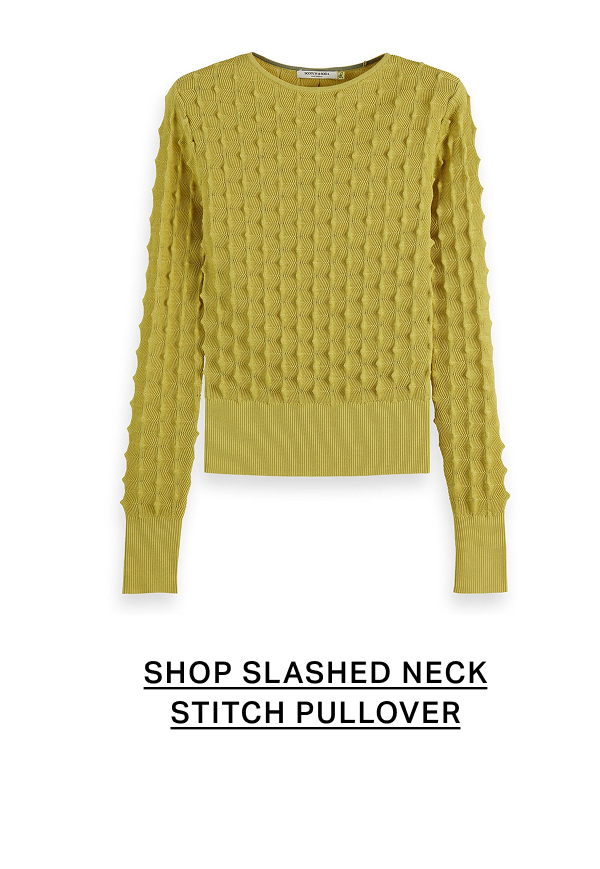 Slash neck textured stitch pullover