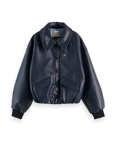Faux leather bomber jacket