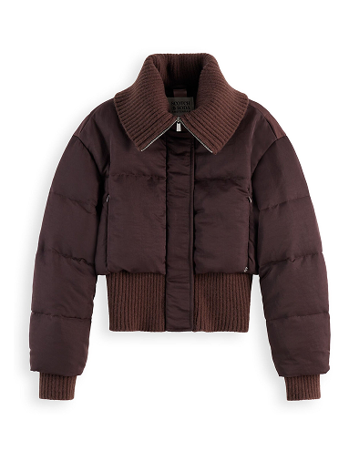 Aviator collar puffer jacket