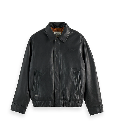 Boxy leather blouson