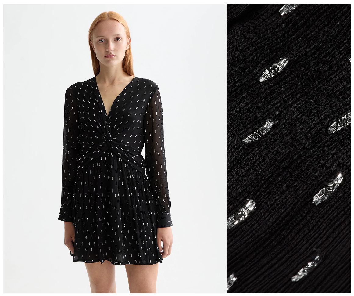 Long sleeve mini dress with draped front
