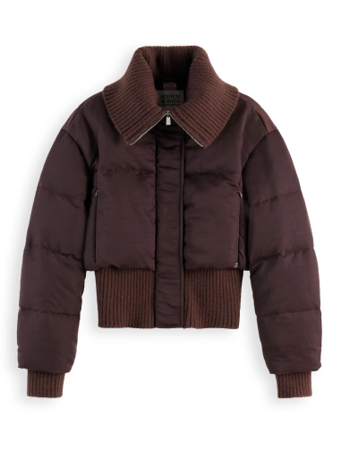 Aviator collar puffer jacket
