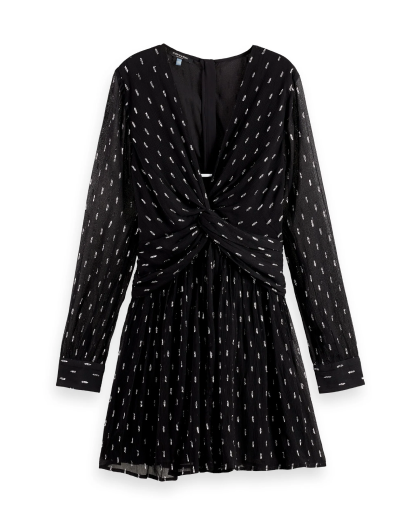 Long sleeve mini dress with draped front