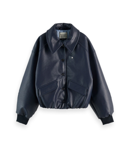 Faux leather bomber jacket