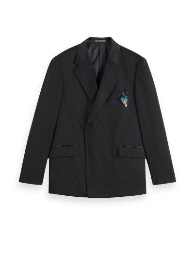 Festive double-breasted structured stripe relaxed fit blazer