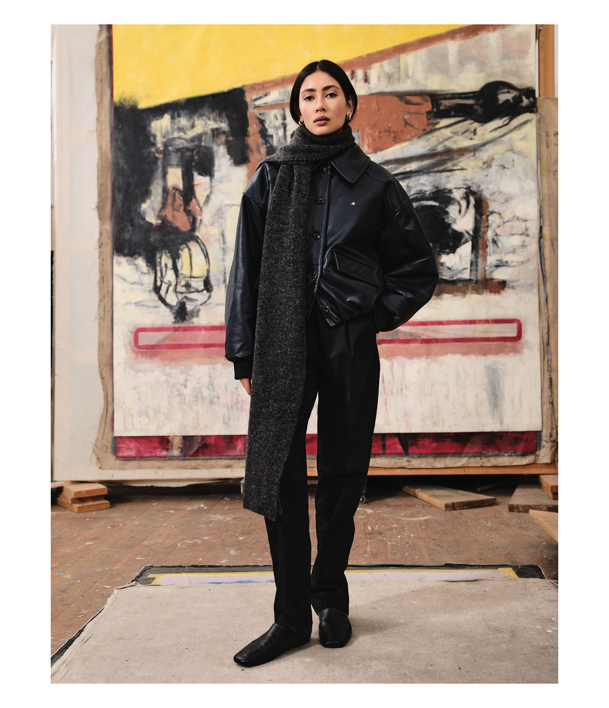 Faux leather bomber jacket