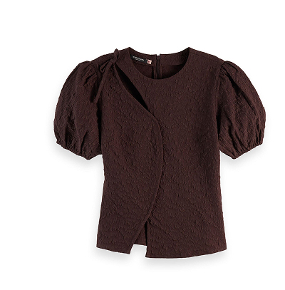 Puff sleeve textured top