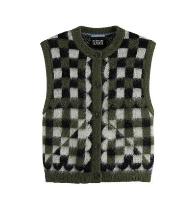 Fuzzy jacquard spencer