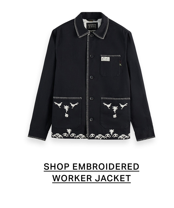 Embroidered cotton-blend worker jacket