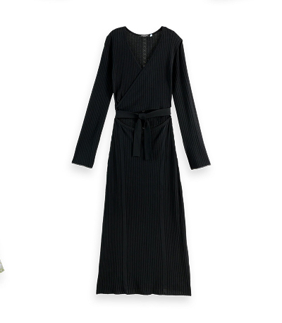 Rib knitted wrap dress