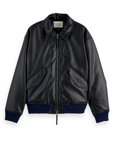 Faux leather bomber jacket