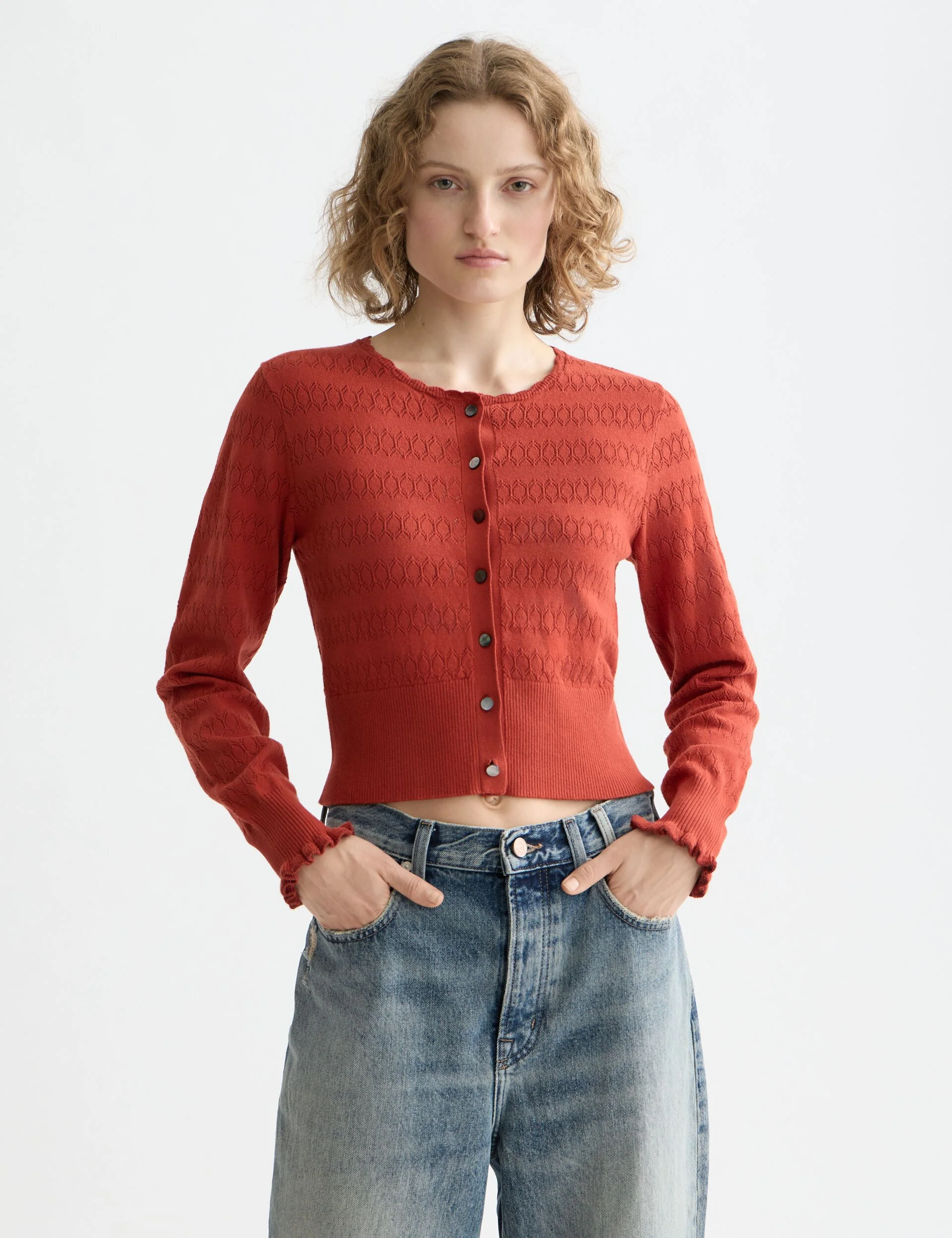 Image of Pointelle knitted cardigan