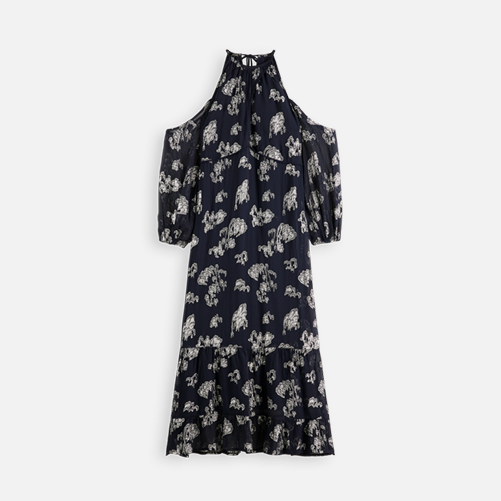 Fil coupe open shoulder maxi dress