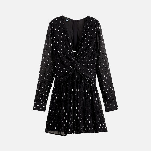 Long sleeve mini dress with draped front