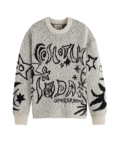 Jacquard Motif Oversized Pullover