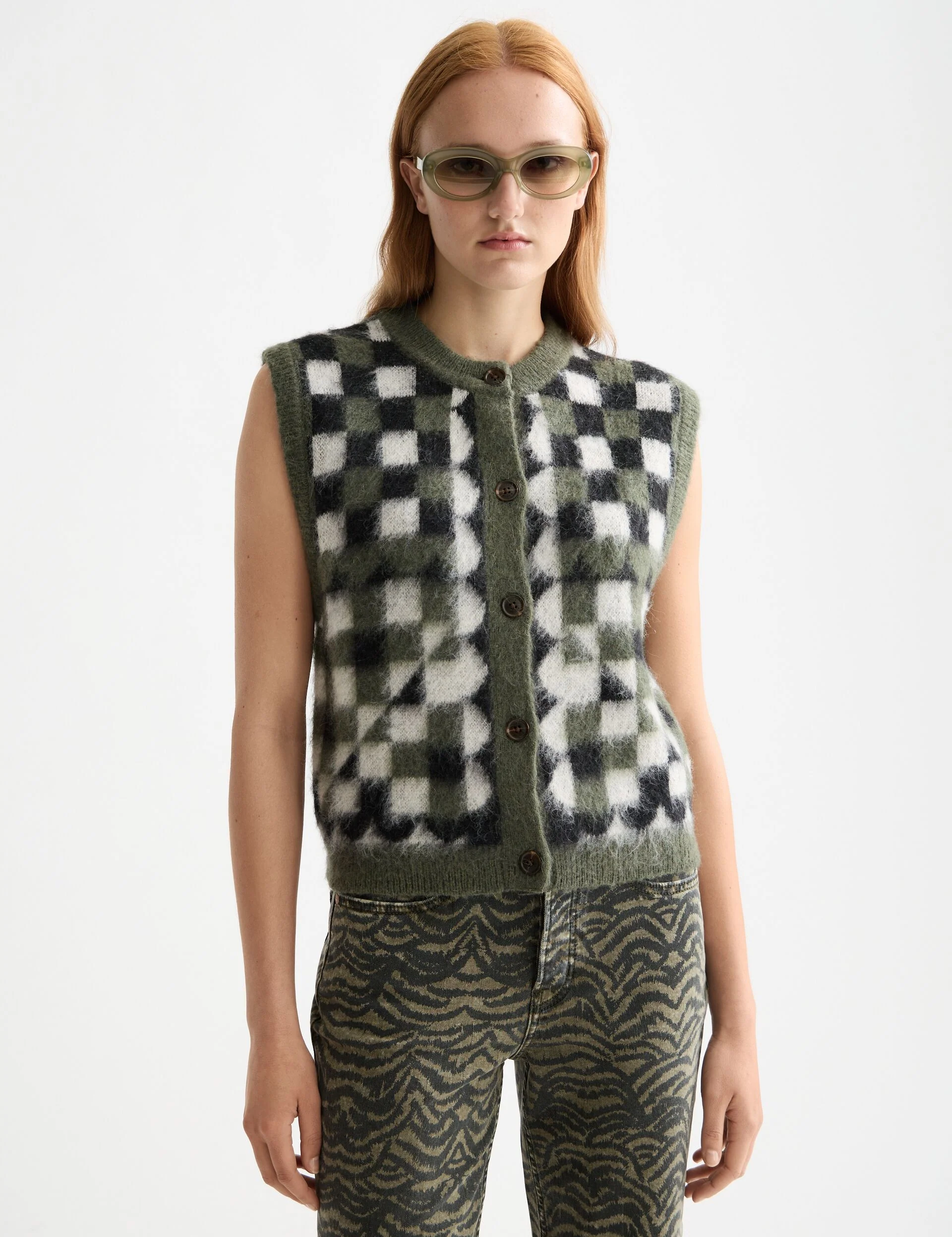 Image of Fuzzy jacquard spencer