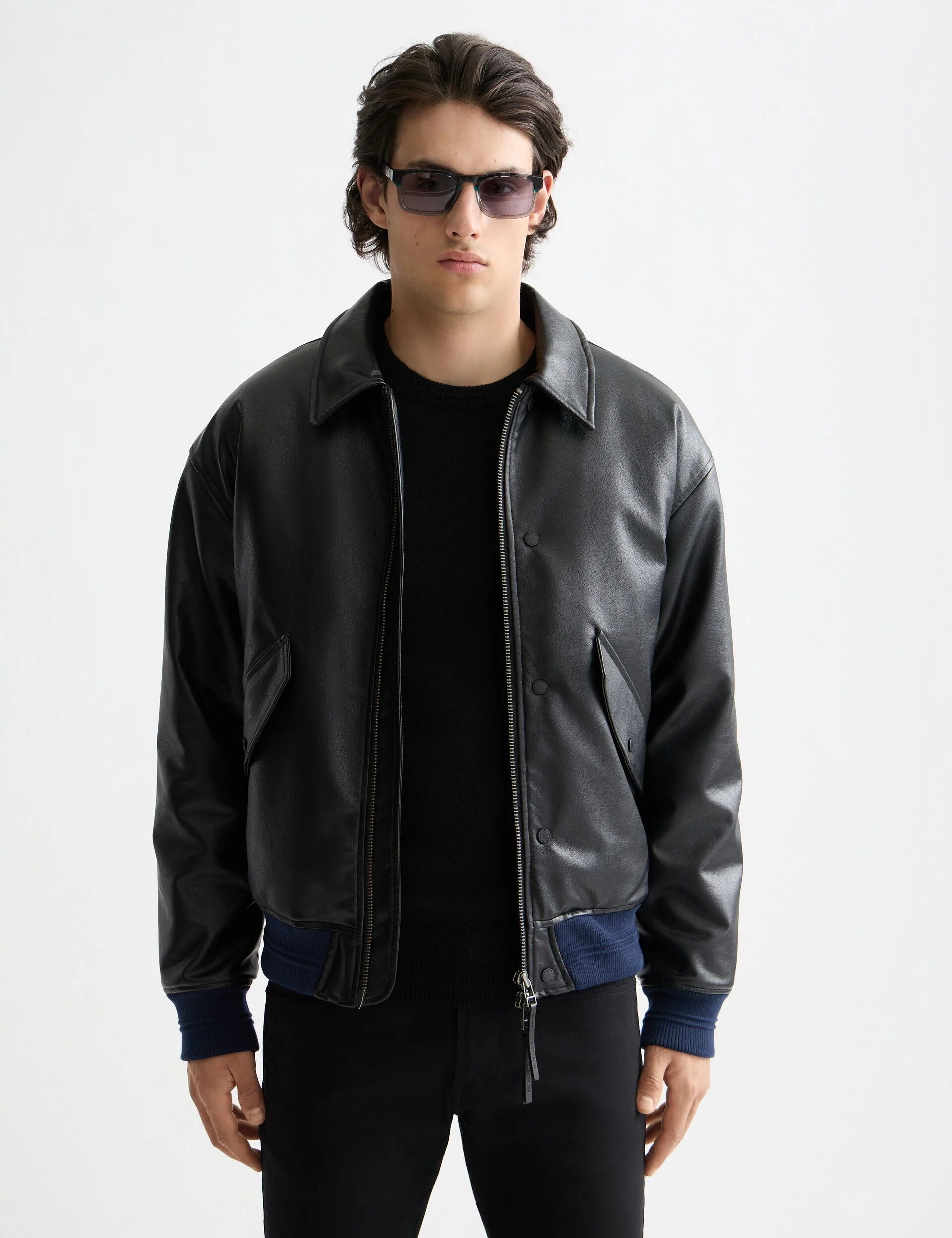 Image of Faux leather puffer