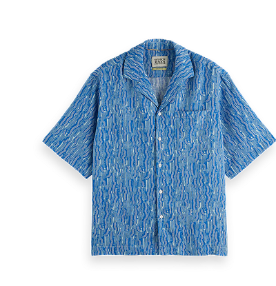 Printed Relaxed-Fit Linen-Blend Short Sleeve Shirt