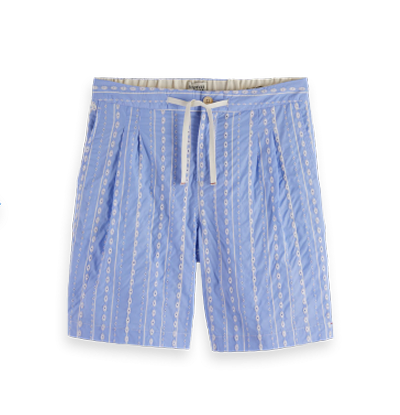 Twilt Embroidered-Stripe Seersucker Bermuda Short