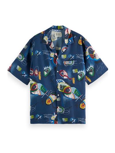 Abstract Island Short Sleeve Relaxed-Fit Tencel Shirt