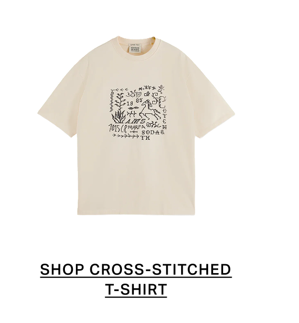 Cross-Stitched Front Artwork Loose-Fit T-Shirt