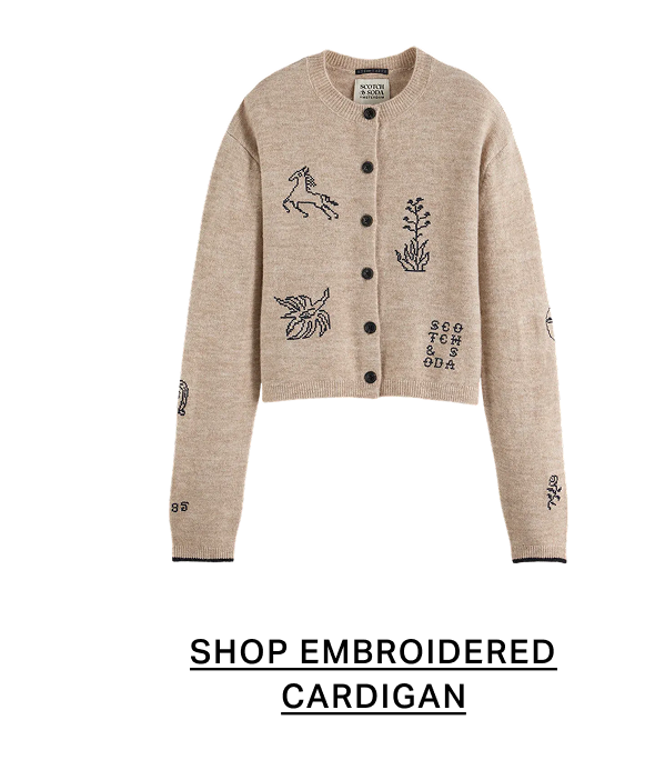 Embroidered Crew Neck Cardigan